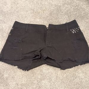 Black Distressed Shorts
